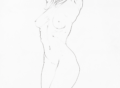 (life drawing - standing nude with hands on back of head), 1983 (image 1)
